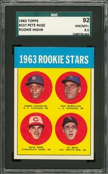 1963 Topps #537 Pete Rose Rookie Card – SGC 92 NM/MT+ 8.5